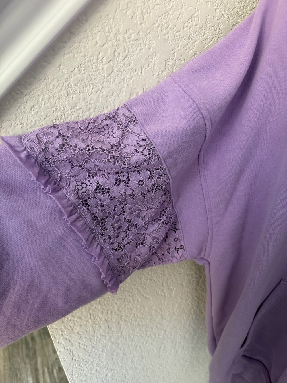 JoyLab Lavender Lace-Accent Oversize Hoodie - Picture 3 of 4